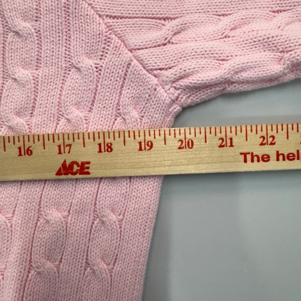 Ralph Lauren Sport Pink Cable Knit Cotton Slim Fit Crewneck Sweater Womens - Picture 5 of 8